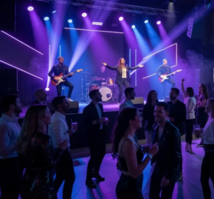 Éjszakai koncert fényekkel és lelkes közönséggel
