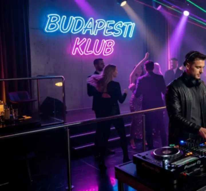 DJ party Budapesten, táncoló közönség és fények